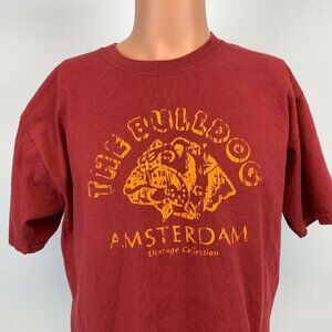 The Bulldog Amsterdam Marijuana Coffee Shop Official Retro T Shirt Red Size L